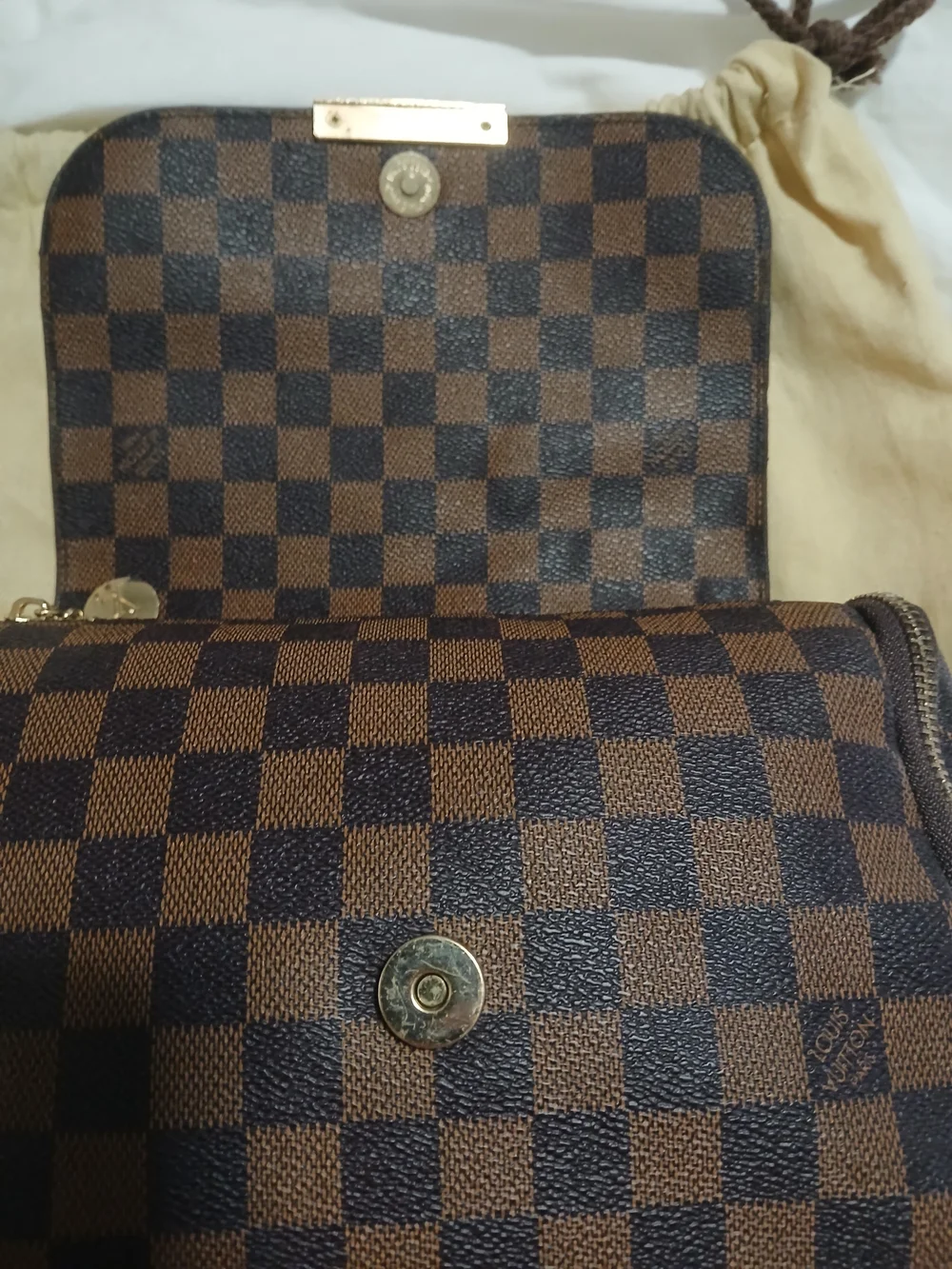 Checkerboard Brown and Dark Brown Crossbody - Picture 3 of 11